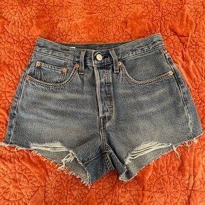 Levi's High-Waist 502 Denim Shorts - Blue